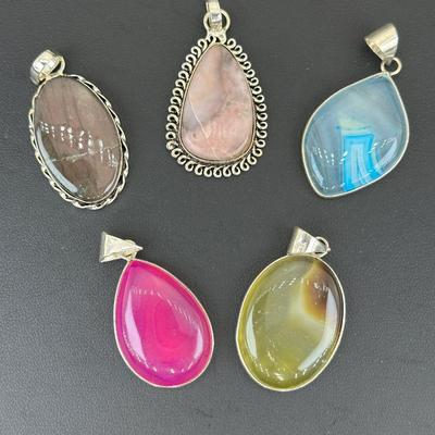 Mix Pendant Silver Plated Handmade Gemstone 