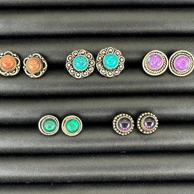 Earrings Silver Plated Handmade Gemstone 