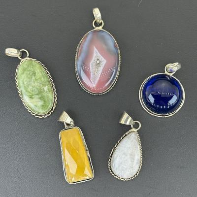 Mix Pendant Silver Plated Handmade Gemstone 
