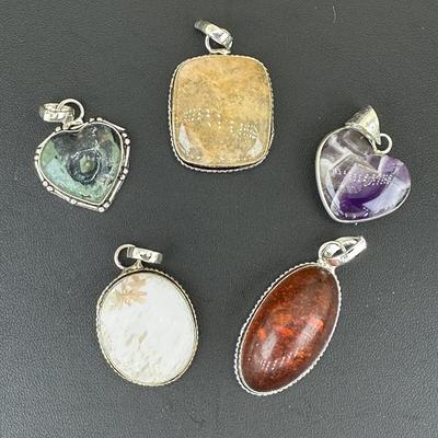 Mix Pendant Silver Plated Handmade Gemstone 