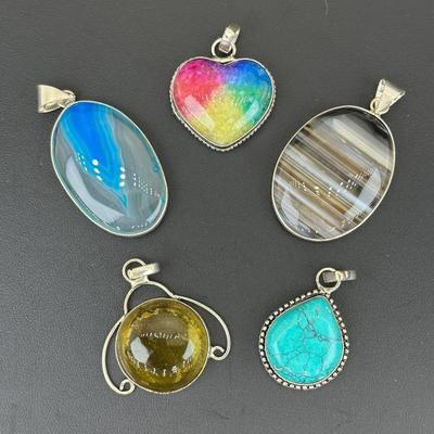 Mix Pendant Silver Plated Handmade Gemstone 