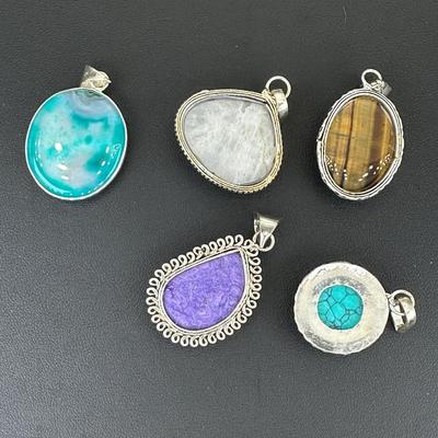 Turquoise Pendant Silver Plated Handmade Gemstone 