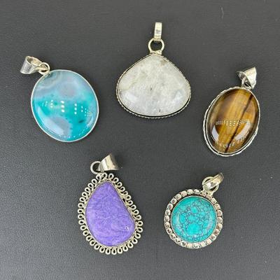 Turquoise Pendant Silver Plated Handmade Gemstone 