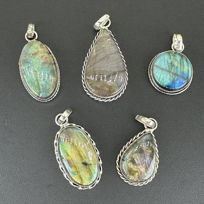 Labradorite Pendant Silver Plated Handmade Gemstone 