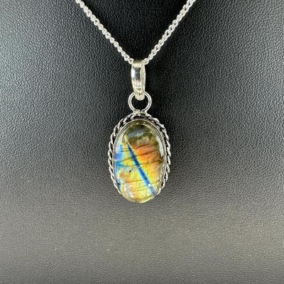 Labradorite Pendant Silver Plated Handmade Gemstone 