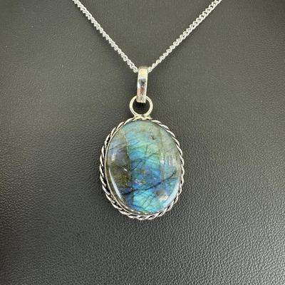 Labradorite Pendant Silver Plated Handmade Gemstone 