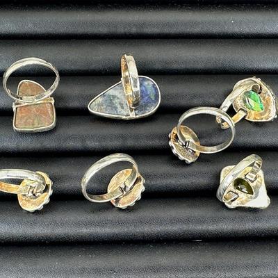 Assorted Silver Plated Handmade Gemstone Rings For Women  Sizes 4 To 10