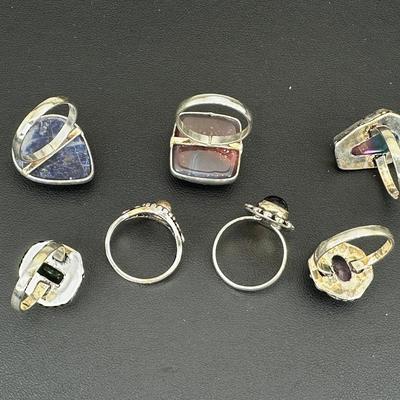 Assorted 925 Plated Handmade Gemstone Rings For Women  Sizes 4 To 10