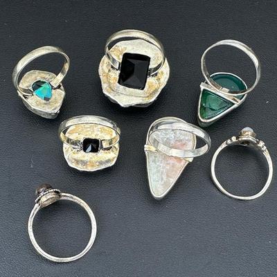 Assorted 925 Plated Handmade Gemstone Rings For Women  Sizes 4 To 10