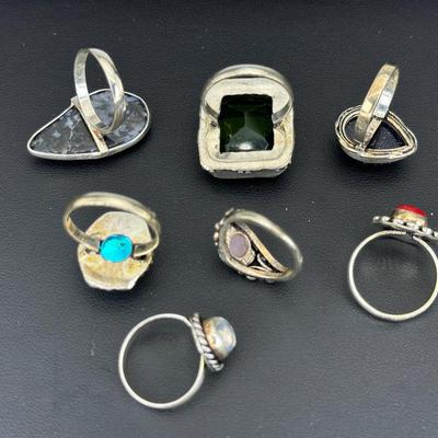 Assorted Silver Plated Handmade Gemstone Rings For Women  Sizes 4 To 10