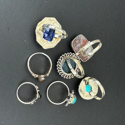 Assorted Silver Plated Handmade Gemstone Rings For Women  Sizes 4 To 10