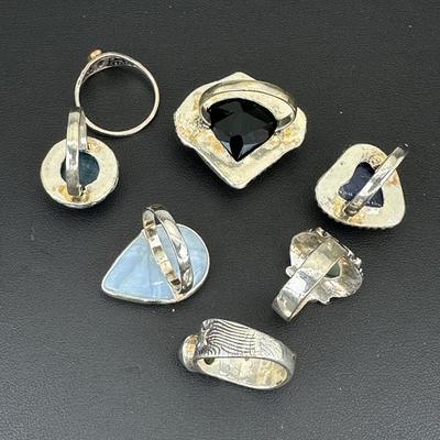 Assorted Silver Plated Handmade Gemstone Rings For Women  Sizes 4 To 10