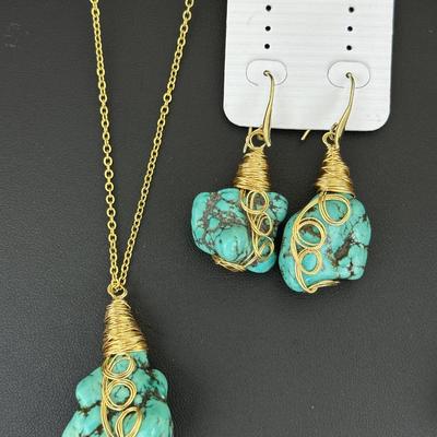 Synthetic Turquoise Necklaces And Earrings Lot