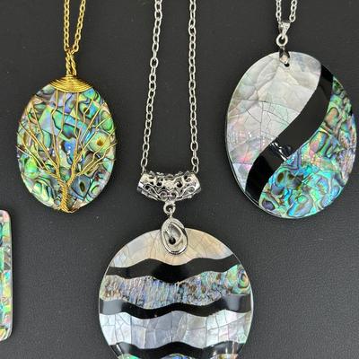 Natural Abalone Shell Tree Of Life Necklace Lot