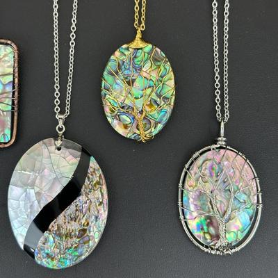 Natural Abalone Shell Tree Of Life Necklace Lot