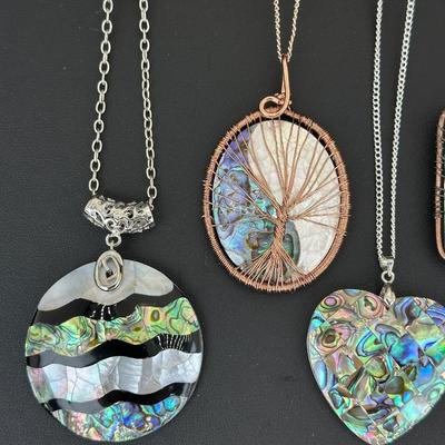 Natural Abalone Shell Tree Of Life Necklace Lot