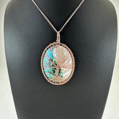 Natural Abalone Shell Tree Of Life Necklace Lot