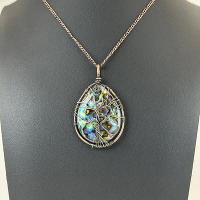 Natural Abalone Shell Tree Of Life Necklace Lot