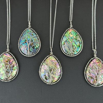 Natural Abalone Shell Tree Of Life Necklace Lot