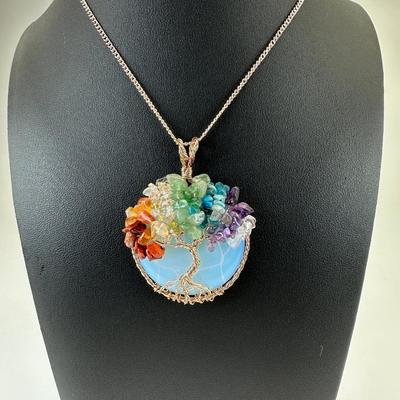 Opal Mix Gemstone Tree Of Life Necklace Lot