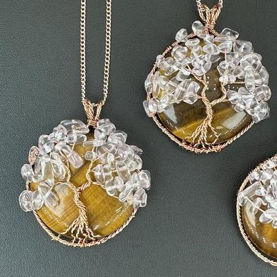 Tiger Eye Mix Gemstone Tree Of Life Necklace Lot