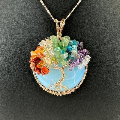 Opal Mix Gemstone Tree Of Life Necklace Lot