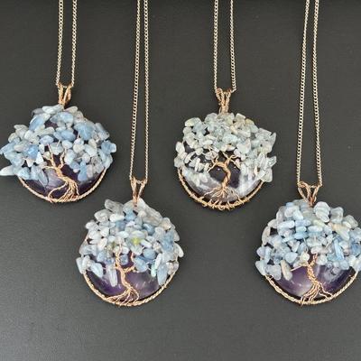 Amethyst Gemstone Tree Of Life Necklace Lot