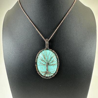Turquoise Synthetic Tree Of Life Necklace Lot