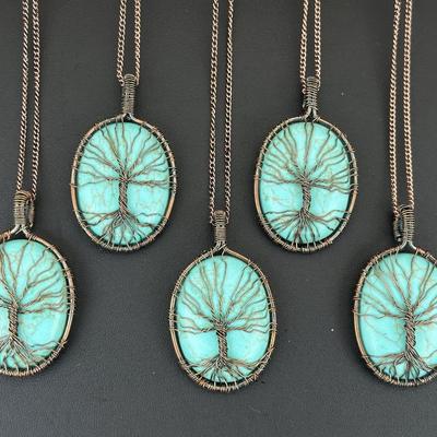 Turquoise Synthetic Tree Of Life Necklace Lot