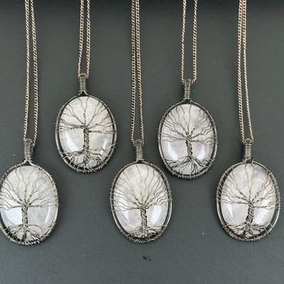 Rose Quartz Tree Of Life Necklace Lot