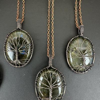 Labradorite Gemstone Tree Of Life Necklace Lot