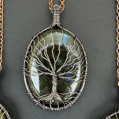Labradorite Gemstone Tree Of Life Necklace Lot