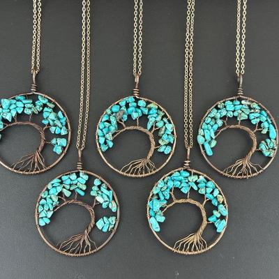 Turquoise Tree Of Life Necklace Lot