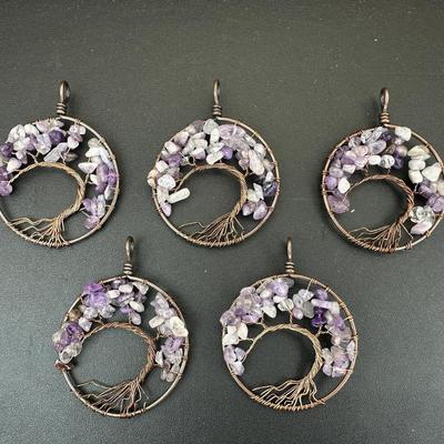 Amethyst Tree Of Life Necklace Lot