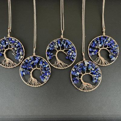 Antique Copper Lapis Lazuli Tree Of Life Necklace Lot