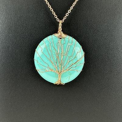 Turquoise Synthetic Tree Of Life Necklace Lot