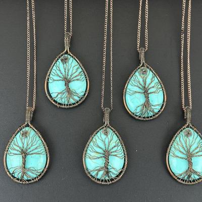Turquoise Synthetic Tree Of Life Necklace Lot