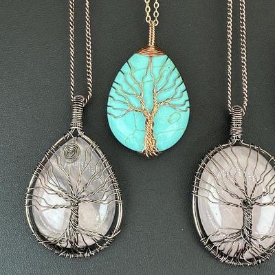 Mix Gemstone Tree Of Life Necklace Lot