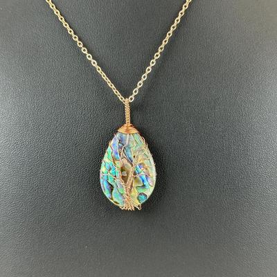Natural Abalone Shell Tree Of Life Necklace Lot