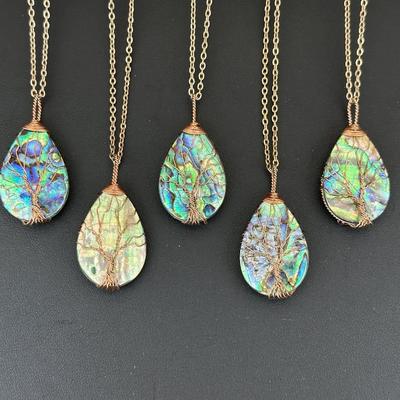 Natural Abalone Shell Tree Of Life Necklace Lot