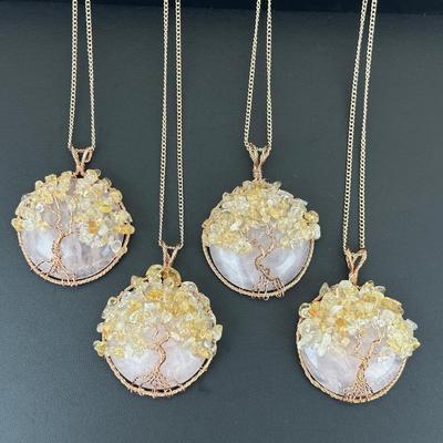 Rose Quartz Mix Gemstone Tree Of Life Necklace Lot