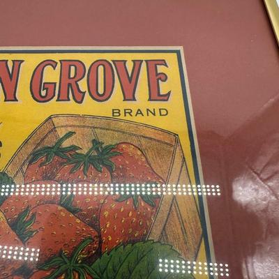 Original Vintage Pecan Grove Louisiana Strawberries Crate Label – Framed