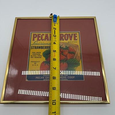 Original Vintage Pecan Grove Louisiana Strawberries Crate Label – Framed