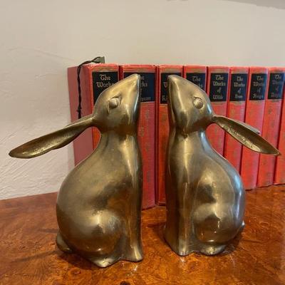 Brass Bunny Bookends
