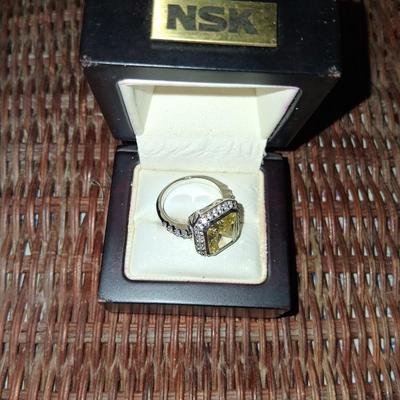 Sale Photo Thumbnail #165: Yellow stone with Chrystal accents. Size 7