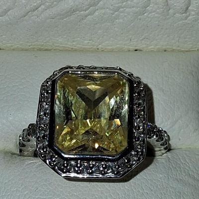 Sale Photo Thumbnail #166: Yellow stone with Chrystal accents. Size 7