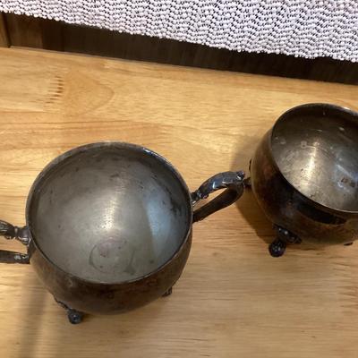 silverplated creamer and sugar bowls no lid