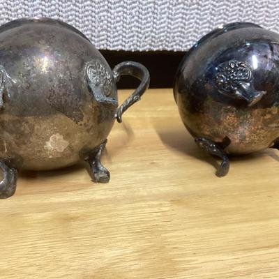 silverplated creamer and sugar bowls no lid
