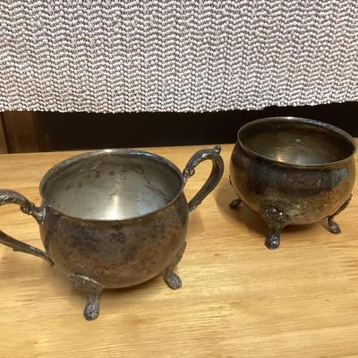 silverplated creamer and sugar bowls no lid