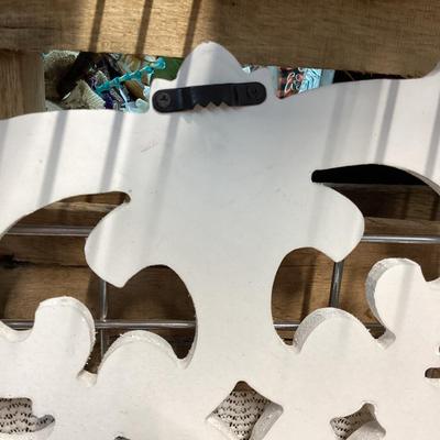 24 in wide floral white wooden wall décor